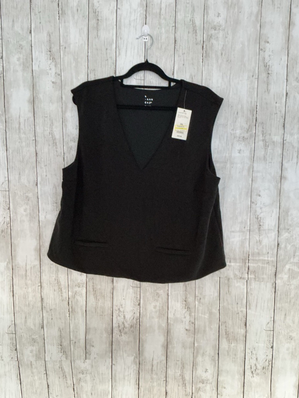 a new day Black V-Neck Sleeveless Tank with Pocket Detail